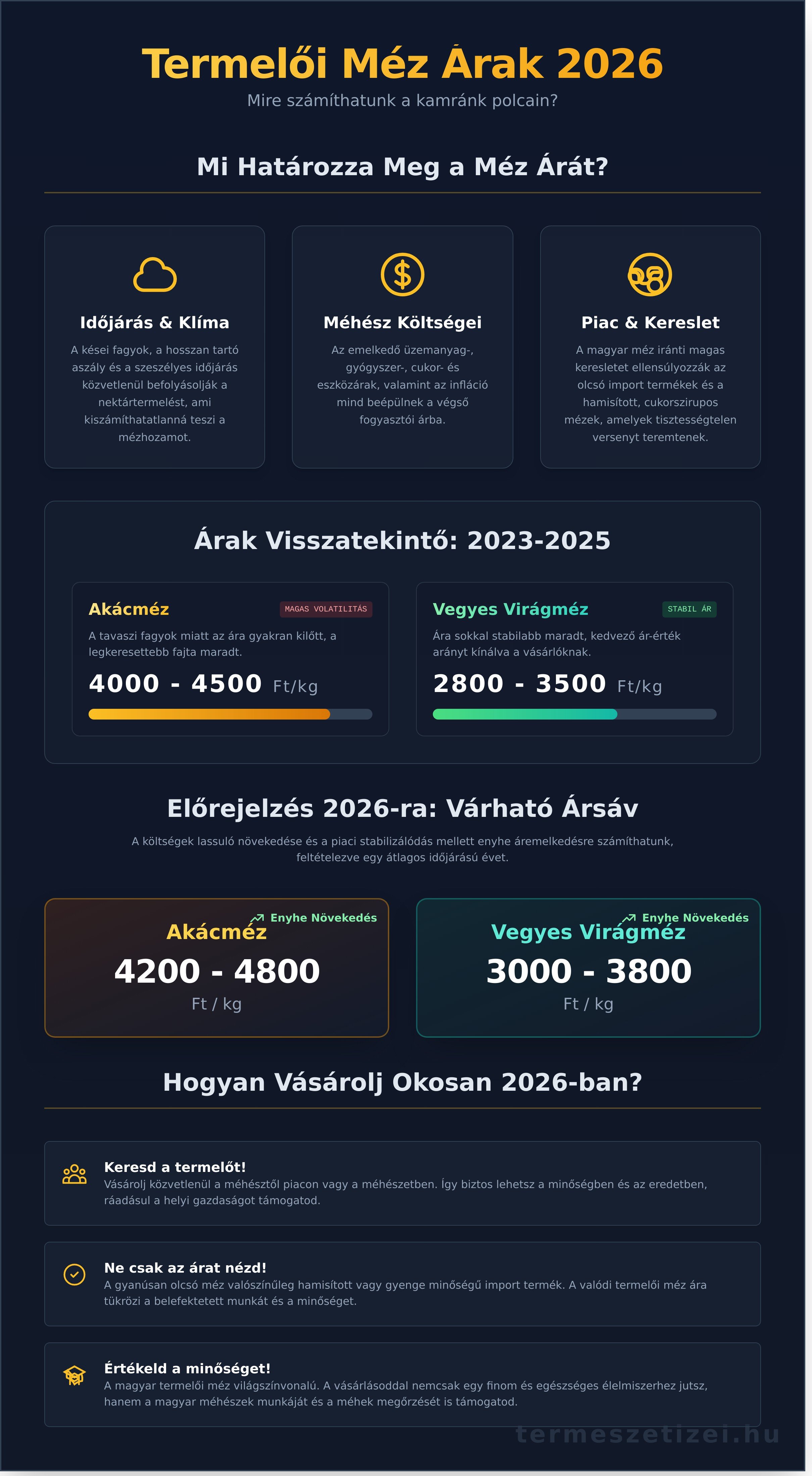 Termelői méz árak 2026: Mire számíthatunk a magyar piacon? - infographic