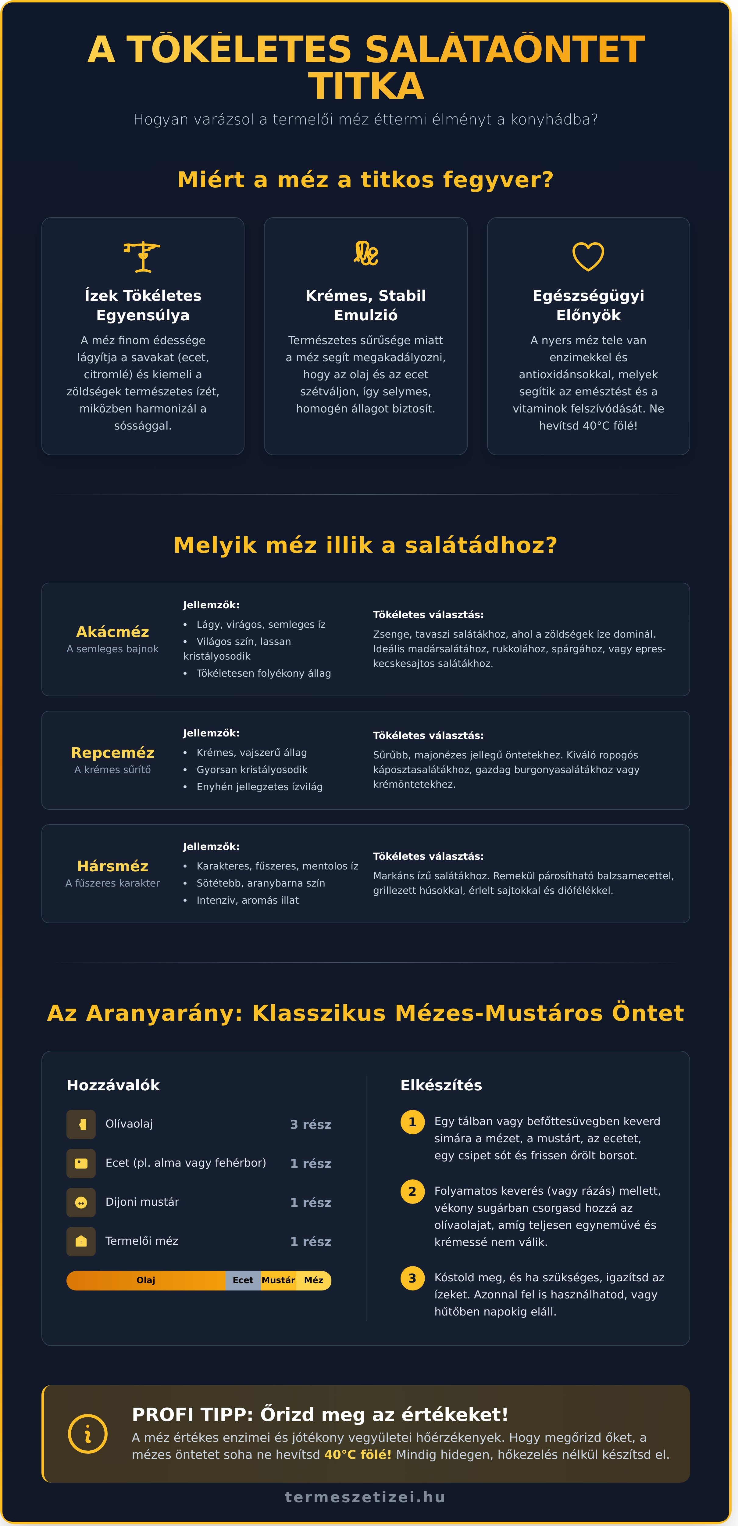 Salátaöntet mézzel: A tökéletes egyensúly titka a konyhádban - infographic